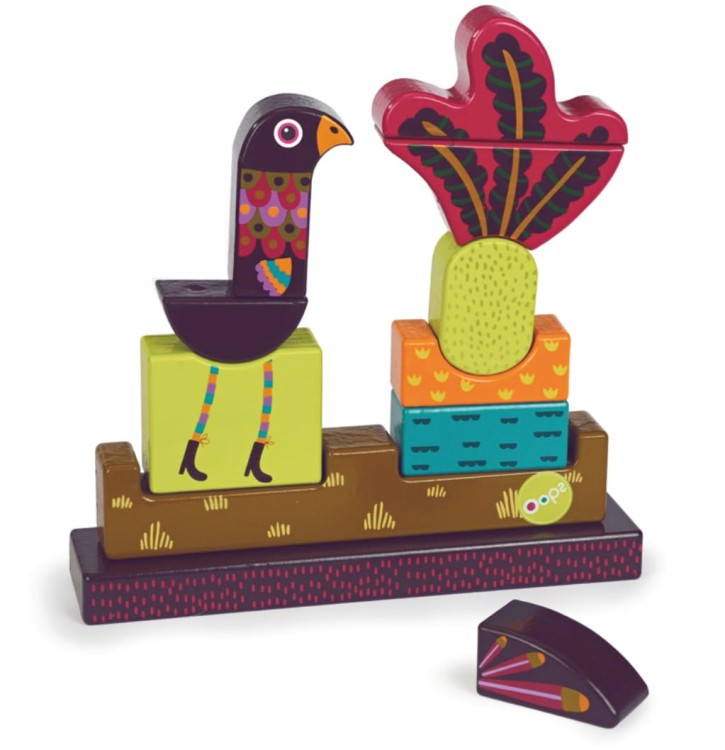 Układanka drewniana Paw magnesy klocki Oops