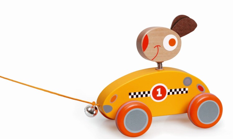 Króliczek LOUIS w autku do ciągnięcia SCRATCH