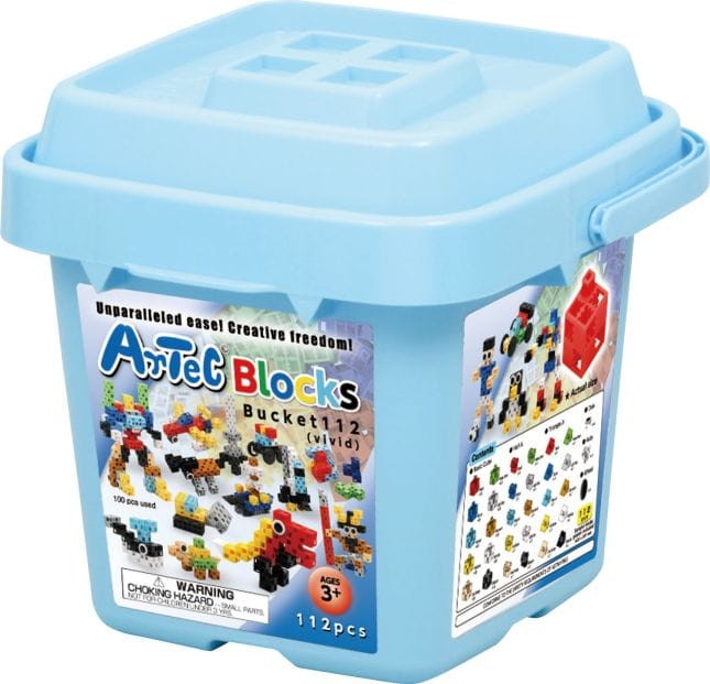 Klocki sześciany 112 w błękitnym wiaderku ArTeC