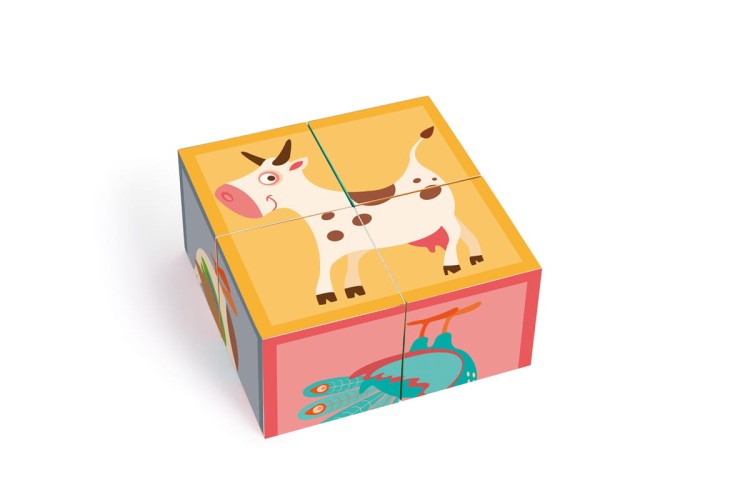 Puzzle FARMA układanka 4 klocki kostki Scratch