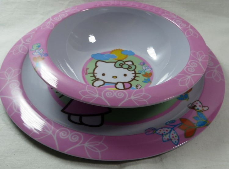 Komplet dla dziecka talerz+miska Hello Kitty jasny róż