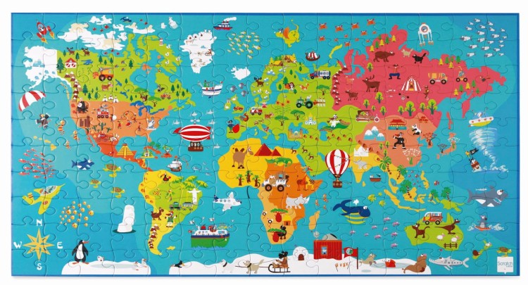 Puzzle MAPA ŚWIATA  150 el. SCRATCH