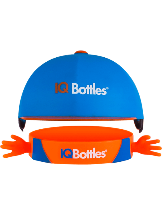 Bidon - butelka 500 ml IQBottles  pomarańczowa / niebieska czapka