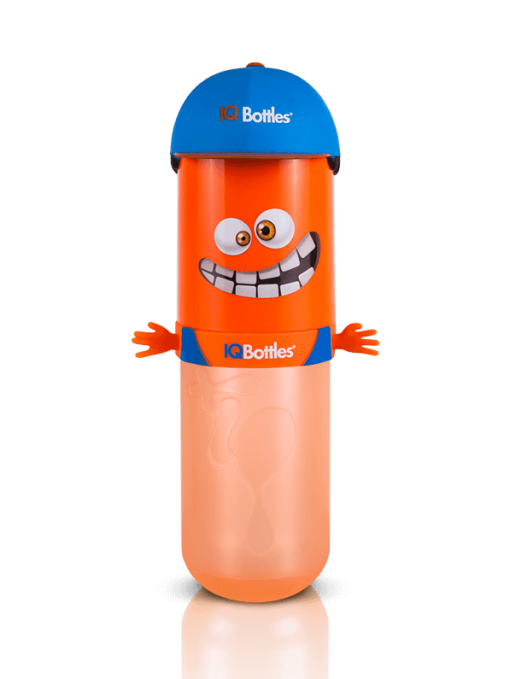 Bidon - butelka 500 ml IQBottles  pomarańczowa / niebieska czapka