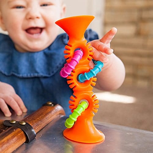 Grzechotka - przyssawka pomarańczowa  - Fat Brain Toys