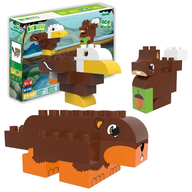 Klocki ekologiczne - zwierzęta leśne 3w1 27 el - BIOBUDDI