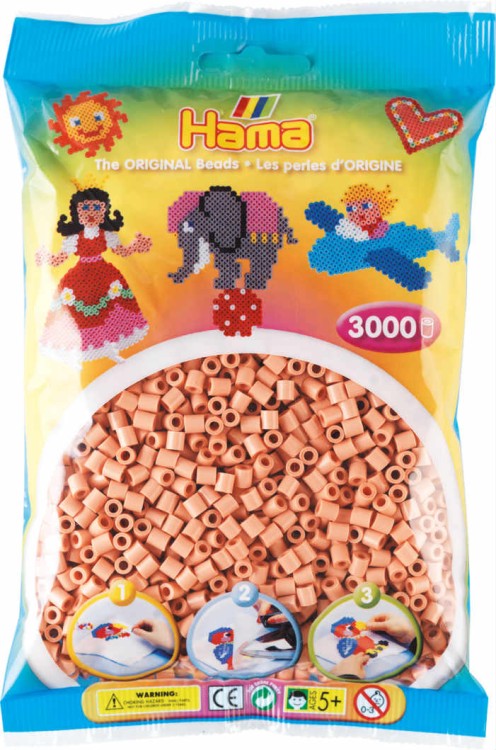 Koraliki do zaprasowania MIDI łososiowe cieliste 3000 sztuk w torebce HAMA