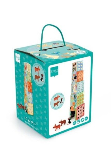 Piramida edukacyjna dzikie zwierzęta 5 klocków + figurki scratch