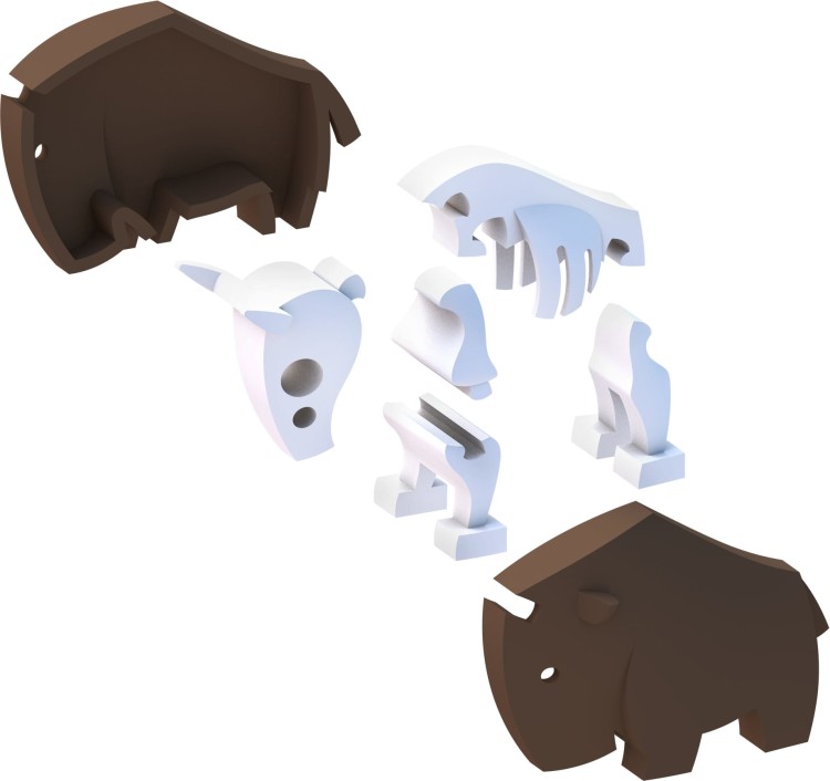 Gnu - układanka magnetyczna 3D - Halftoys