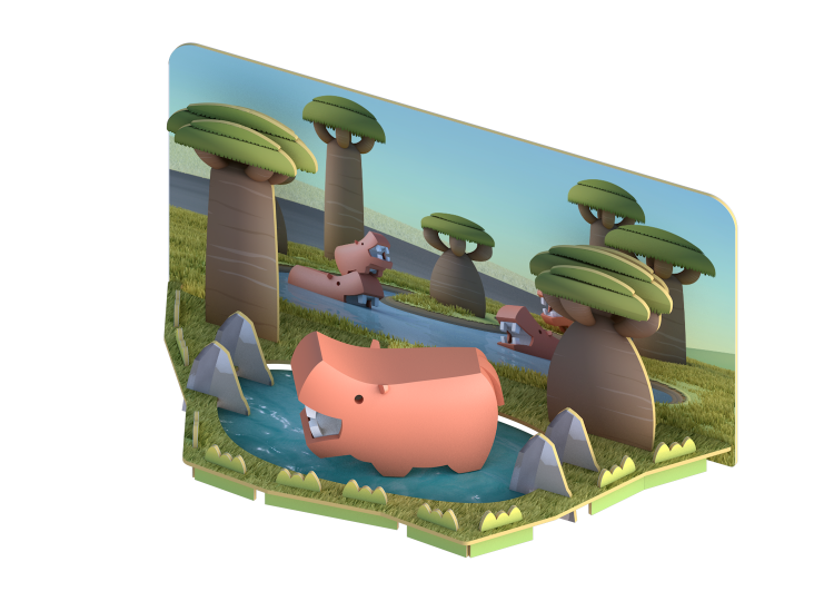 Hipopotam - układanka magnetyczna 3D - Halftoys