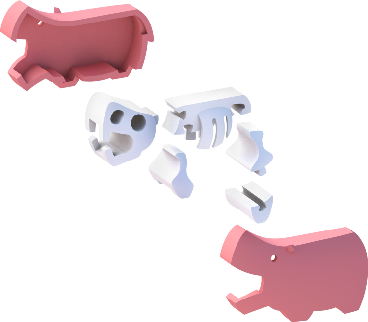 Hipopotam - układanka magnetyczna 3D - Halftoys