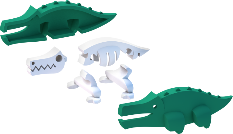Krokodyl - układanka magnetyczna 3D - Halftoys