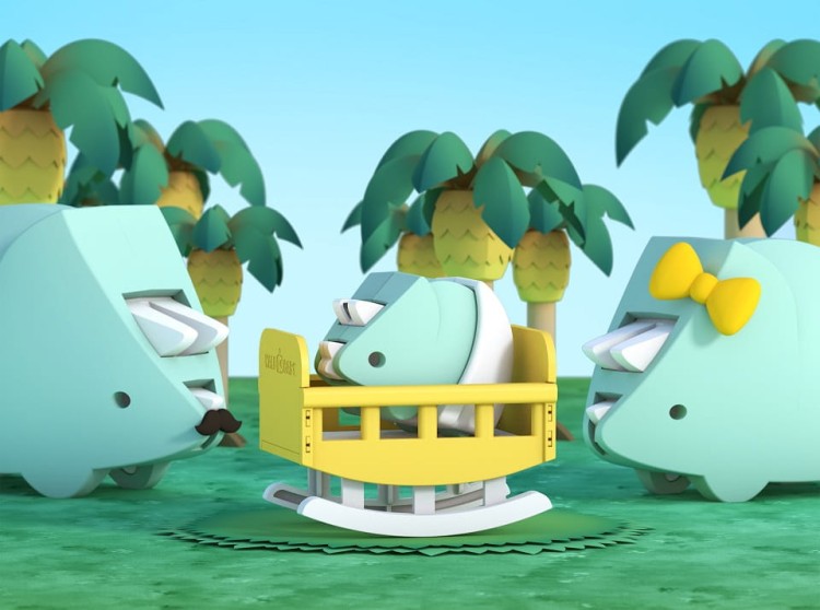 Mały Triceratops - układanka magnetyczna 3D - baby dinozaur Halftoys