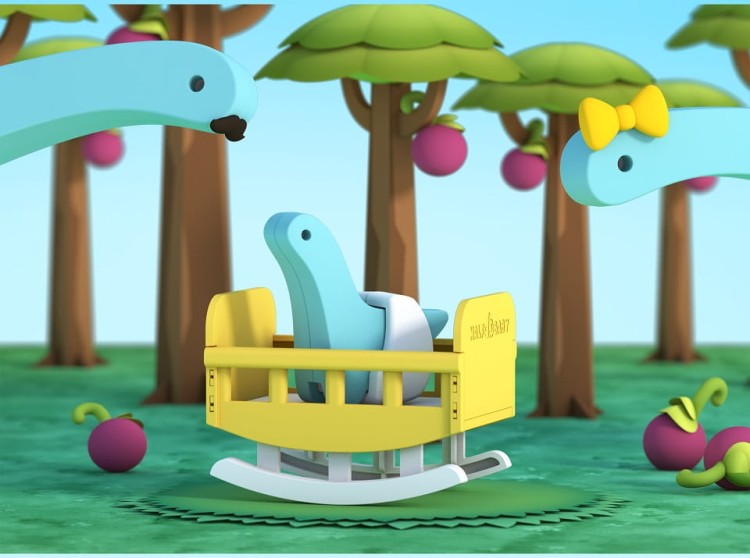 Mały Diplodok - układanka magnetyczna 3D - baby dinozaur Halftoys