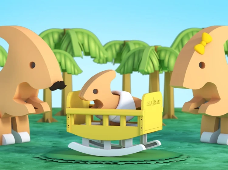 Mały Parazaurolof - układanka magnetyczna 3D - baby dinozaur Halftoys