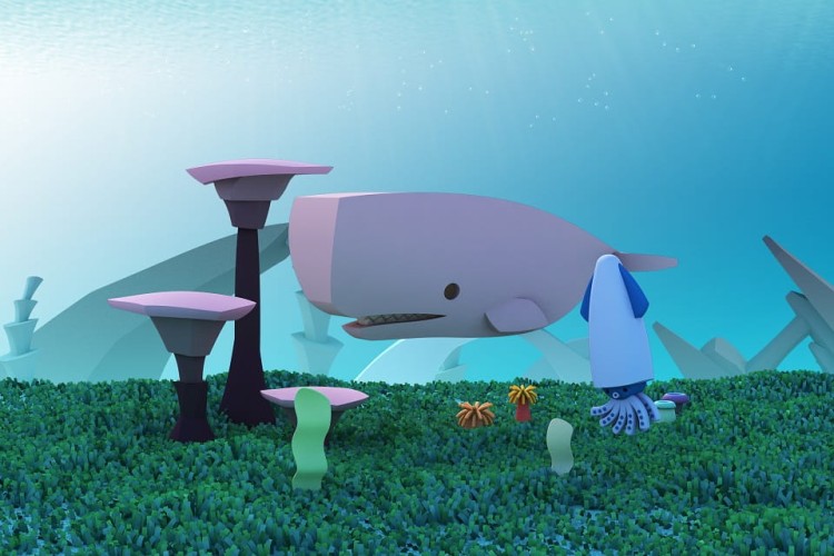 Wieloryb - układanka magnetyczna 3D Ocean- Halftoys