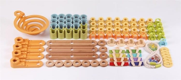 Kulodrom bambusowy tor dla kulek z melodią 98 el pastelowy 5