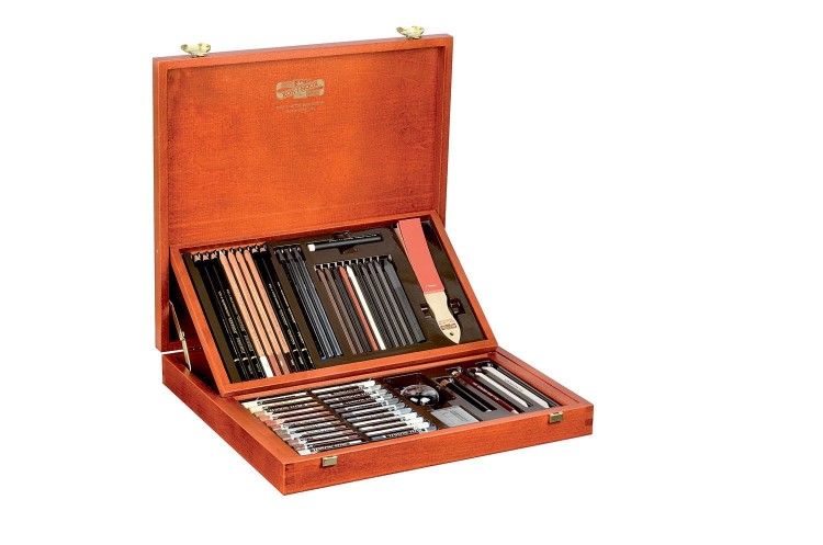 Zestaw artystyczny w piętrowej drewnianej kasecie KOH-I-NOOR GIOCONDA