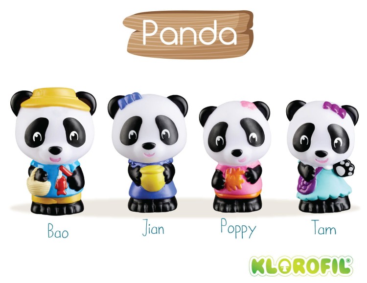 Rodzina 4 misiów Panda figurki Klorofil