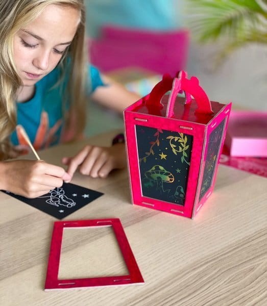 Zestaw artystyczny Lampion zdrapka Box candiy - różowy bajkowy 5