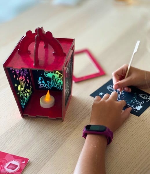 Zestaw artystyczny Lampion zdrapka Box candiy - różowy bajkowy 7