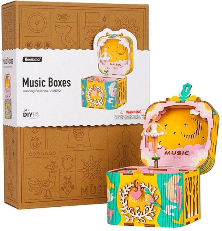 Pozytywka Balerina w drewnianej szkatułce DIY Robotime 1