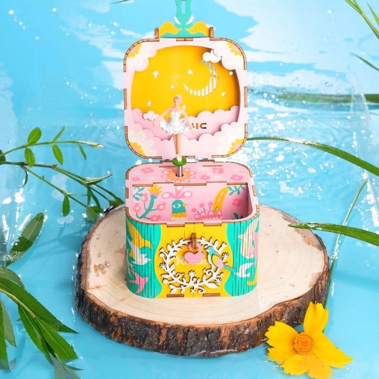 Pozytywka Balerina w drewnianej szkatułce DIY Robotime 7