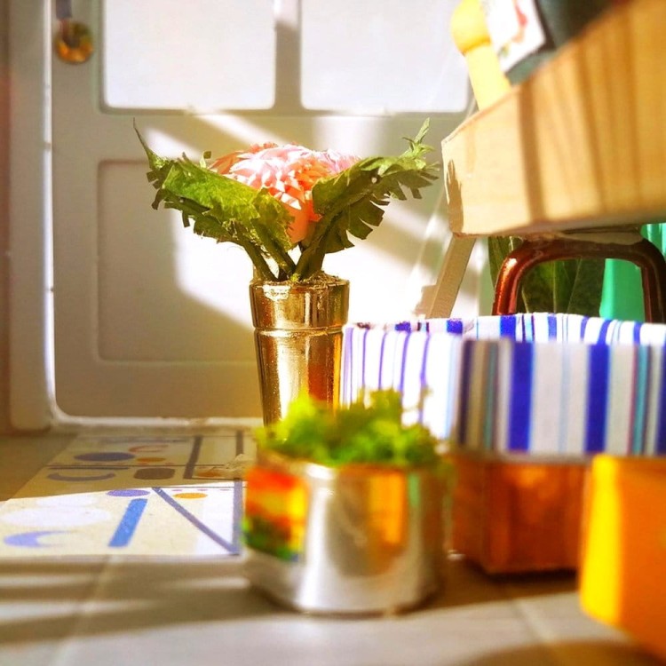 Balkon DIY mini domek model 3D Robotime 4