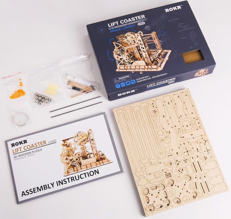 Tor dla kulek drewniany mechaniczny DIY model 3D Robotime 13