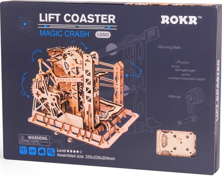 Tor dla kulek drewniany mechaniczny DIY model 3D Robotime 2