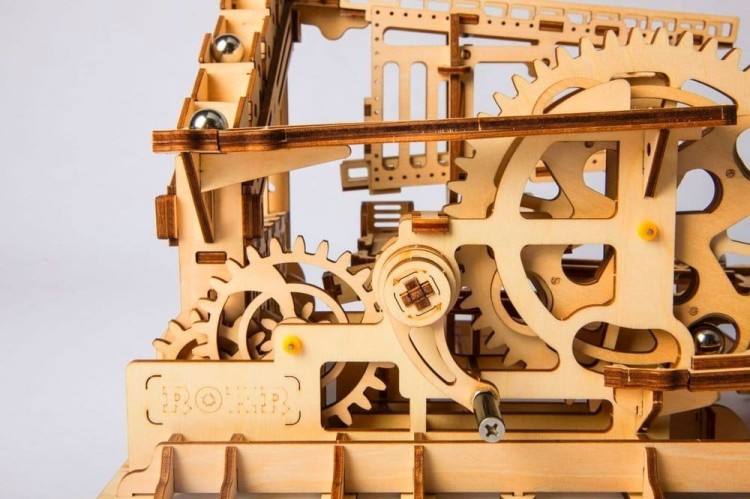 Tor dla kulek drewniany roaller coaster mechaniczny model 3D DIY Robotime 5