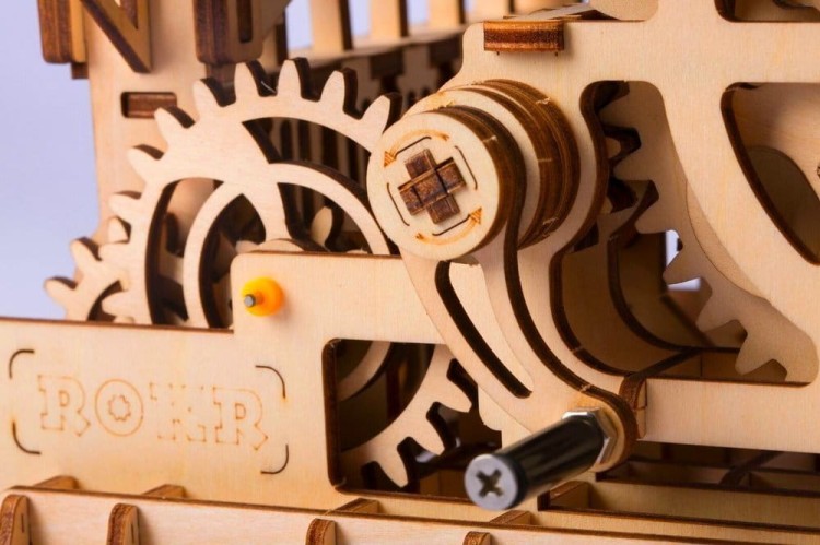 Tor dla kulek drewniany roaller coaster mechaniczny model 3D DIY Robotime 8