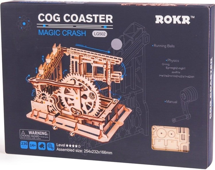 Tor dla kulek drewniany roaller coaster mechaniczny model 3D DIY Robotime 1