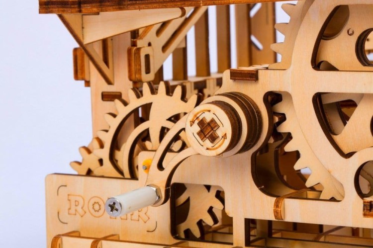 Tor dla kulek drewniany roaller coaster mechaniczny model 3D DIY Robotime 9