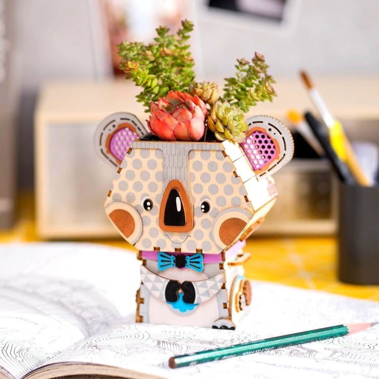 Drewniana doniczka Koala puzzle 3D DIY Robotime 4