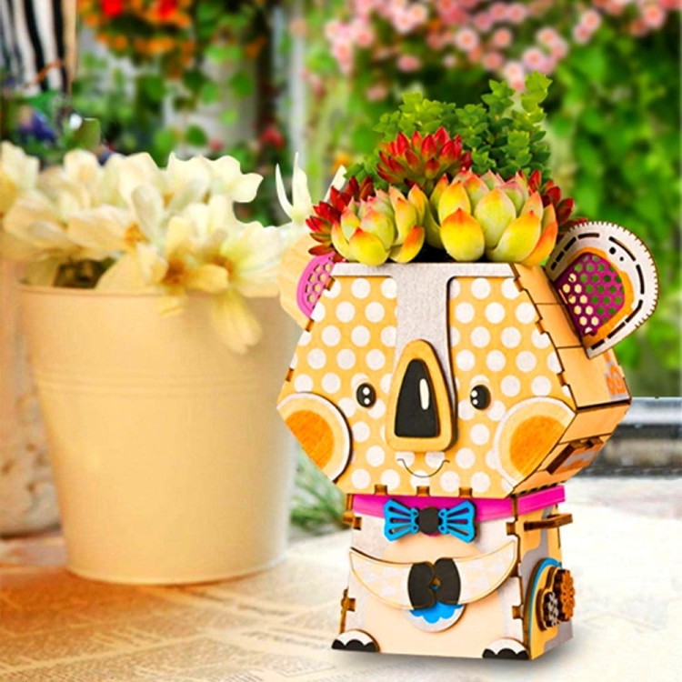Drewniana doniczka Koala puzzle 3D DIY Robotime 5