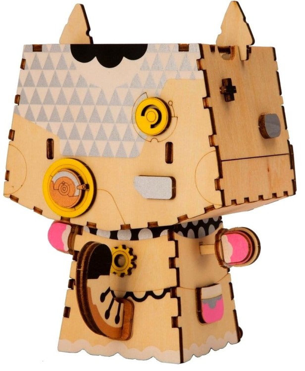 Drewniana doniczka Kotek puzzle 3D DIY Robotime  1
