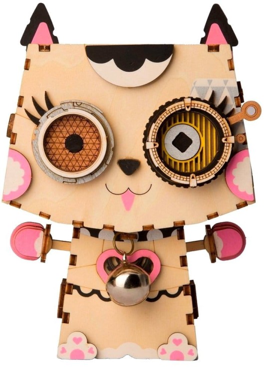Drewniana doniczka Kotek puzzle 3D DIY Robotime  2