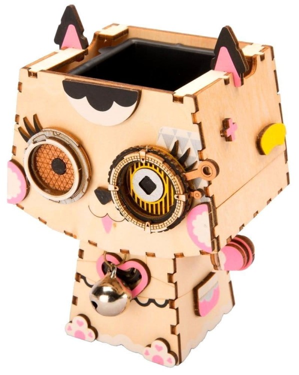 Drewniana doniczka Kotek puzzle 3D DIY Robotime  3