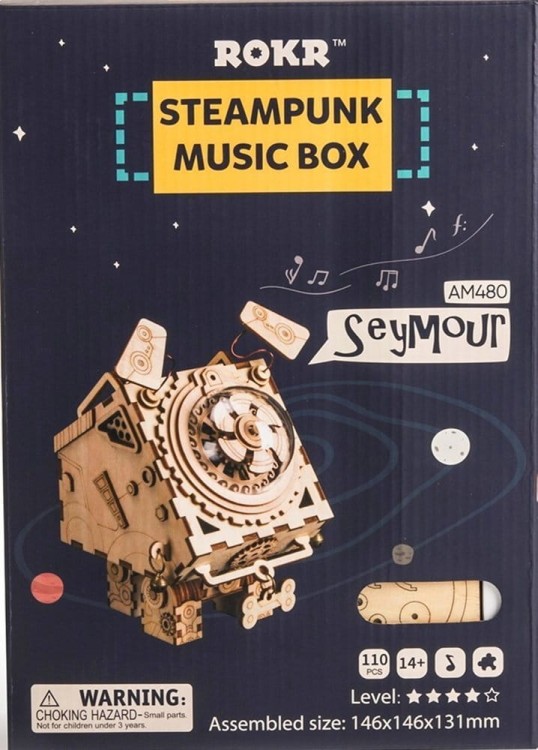 Pies pozytywka steampunkowa drewniany model 3D Robotime 1