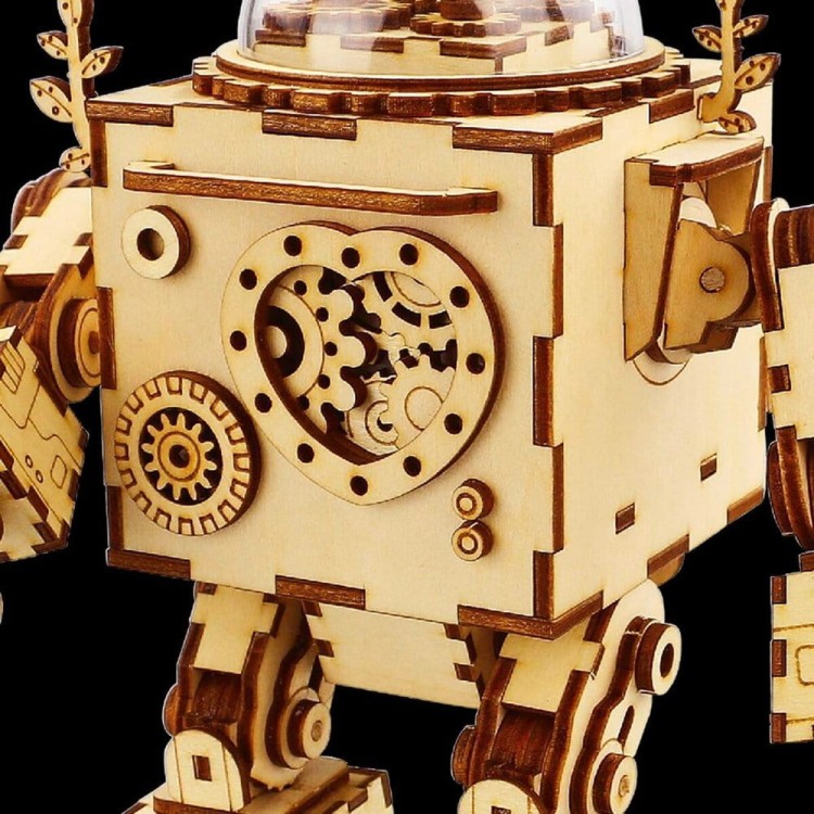 Robot pozytywka steampunkowa drewniany model 3D Robotime 3