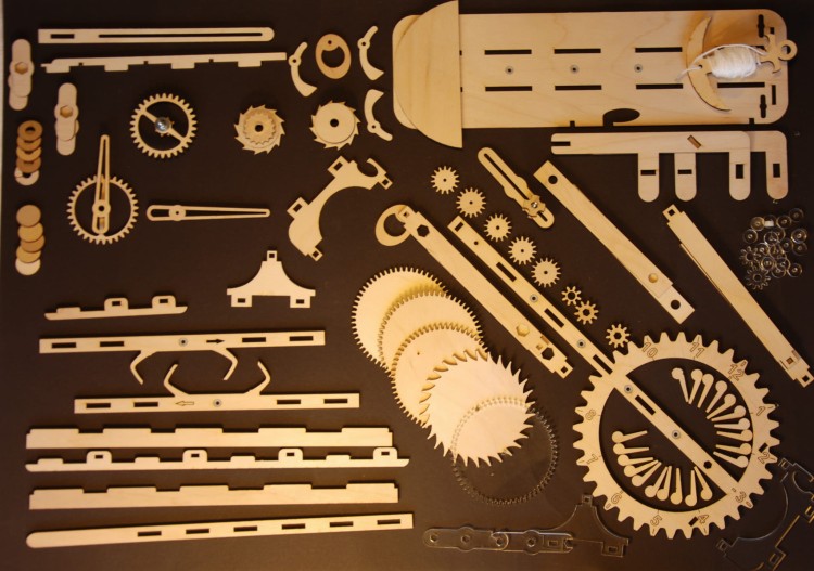 Drewniany zegar mechaniczny z wahadłem DIY 36 x 18 cm  6