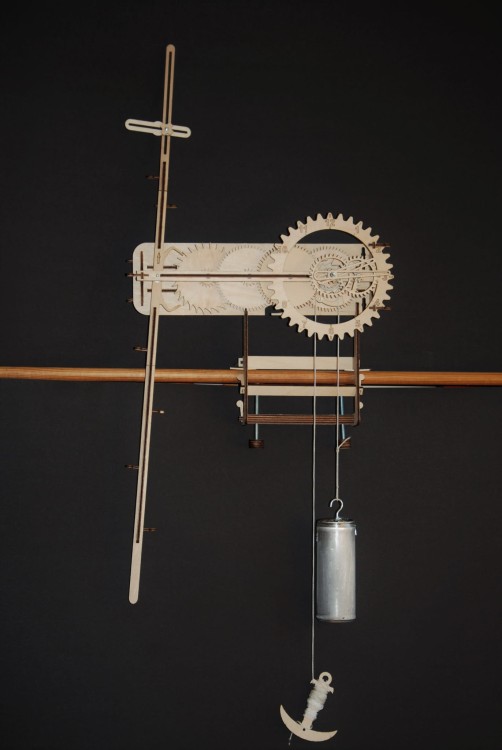Drewniany zegar mechaniczny z wahadłem DIY 36 x 18 cm  7