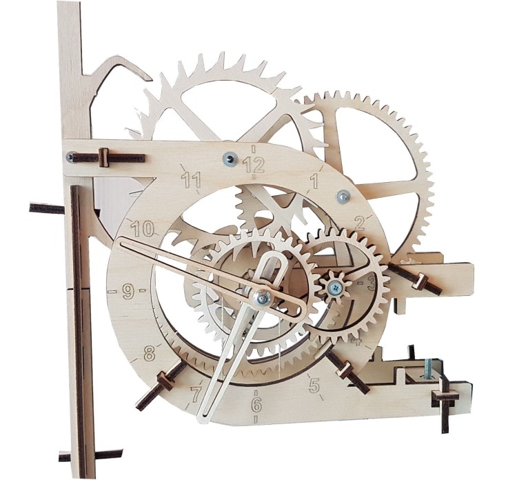 Drewniany zegar mechaniczny z wahadłem DIY średnica 21 cm