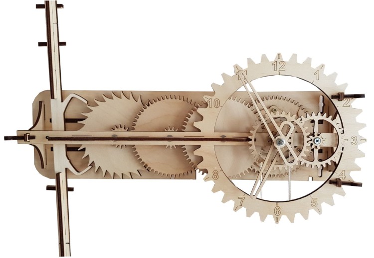 Drewniany zegar mechaniczny z wahadłem DIY 36 x 18 cm