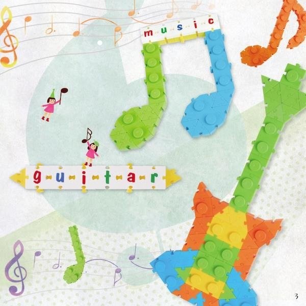 Klocki konstrukcyjne Muzyka i litery 132 el.  Wise 7