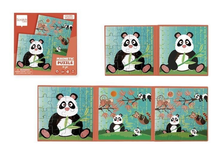 Puzzle magnetyczne Panda 2 obrazki po 20 el. Scratch