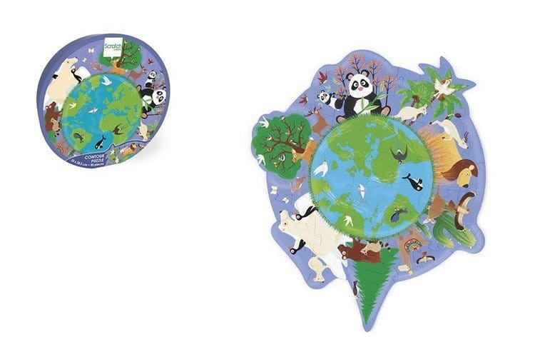 Puzzle konturowe MAPA ŚWIATA 45 elementów Scratch