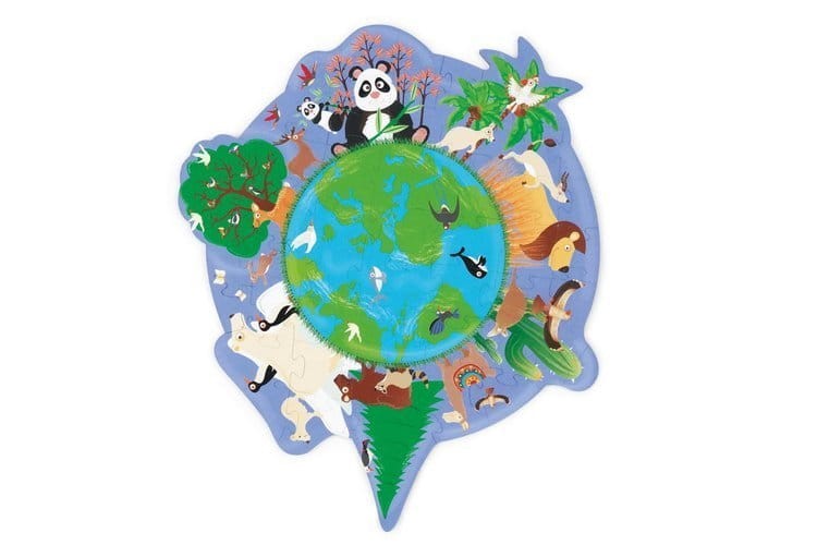 Puzzle konturowe MAPA ŚWIATA 45 elementów Scratch 1