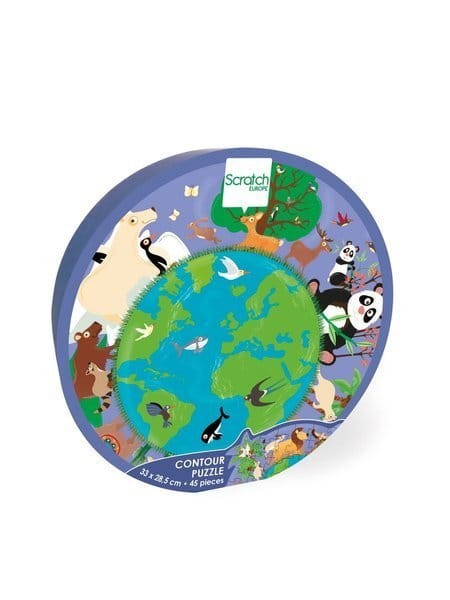 Puzzle konturowe MAPA ŚWIATA 45 elementów Scratch 2